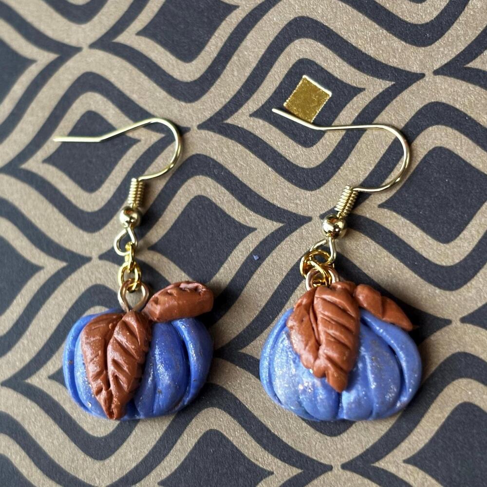 Pumpkin Earrings and Necklace Set: Handmade Polymer Jewelry